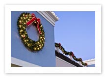 Holiday Building Front Dispays, Giant Wreath with Lights