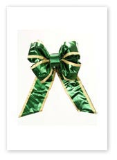 Holiday Garlands & Bows, Green & Gold Mylar Bow