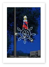 oliday & Seasonal Pole Decorations, Lighted Light House & Captains Wheel Pole Decoration