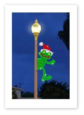 oliday & Seasonal Pole Decorations, Lighted Frog Pole Decoration with Santa Hat